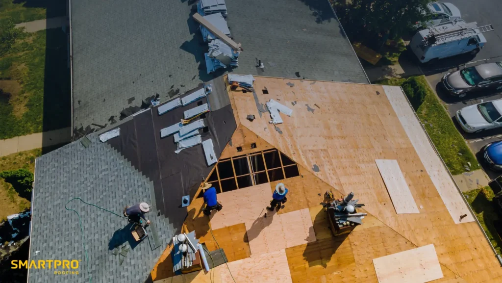 A team of roofing contractors