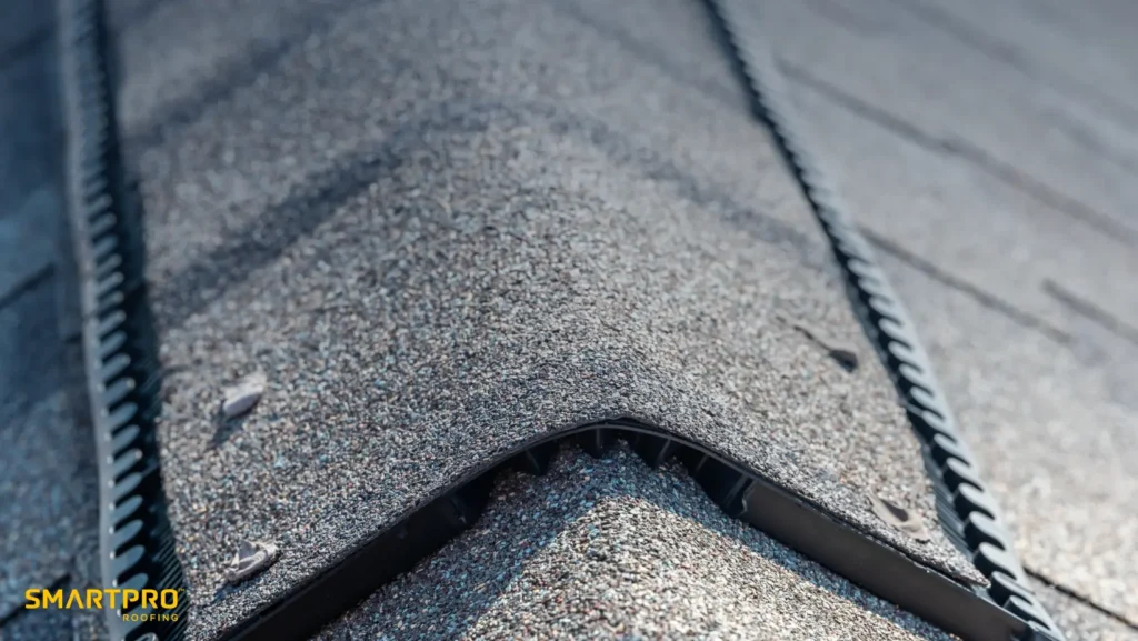 Close-up of a metal roofing system