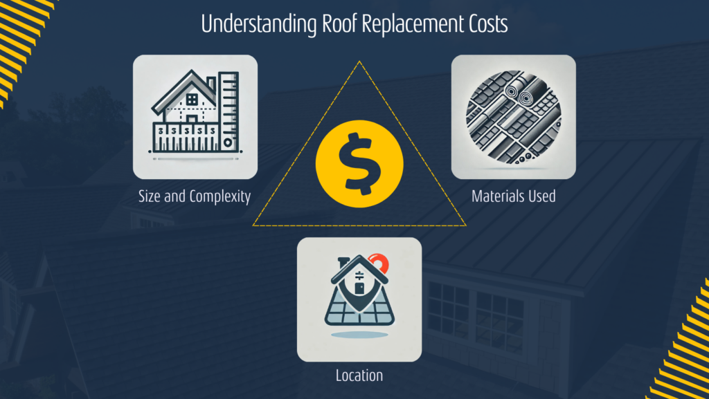 A visual representation of various roofing types alongside a breakdown of associated costs for each option.