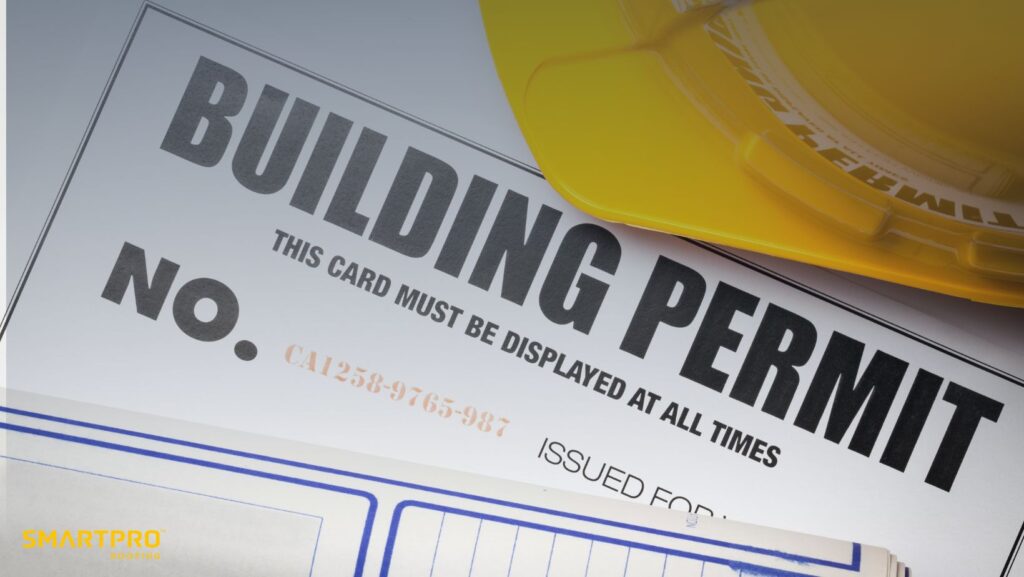 Homeowners Guide on Building Code Violations in Roof Installations 11 Image of a building permit document, featuring official text and a seal, indicating approval for construction.