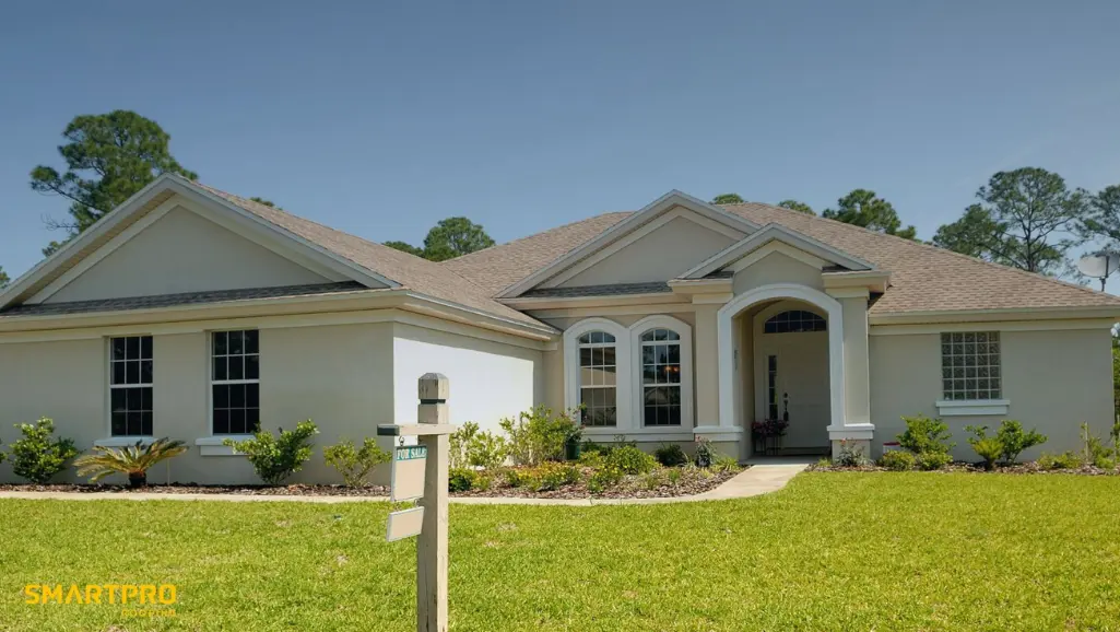A residential house with sign at the entrance Energy-Efficient Roofing: How the Right Roof Can Cut Costs and Keep Your Home Comfortable