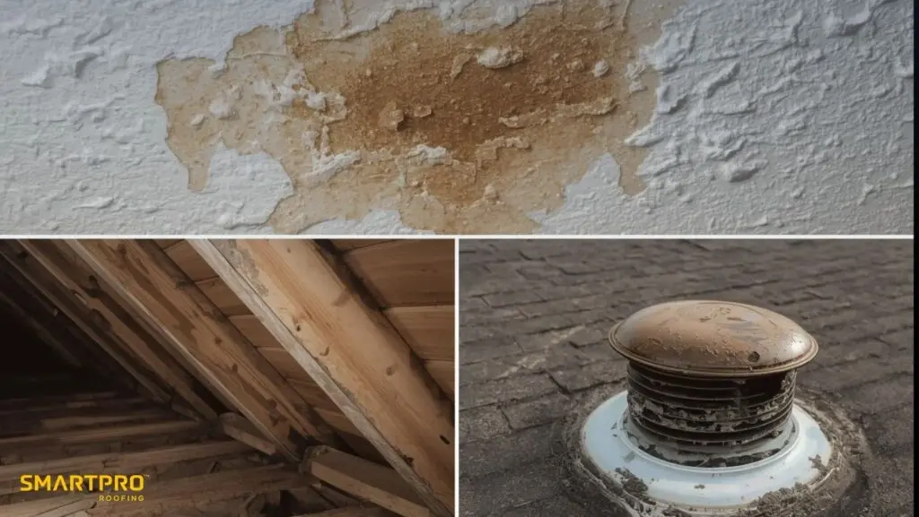 Illustration showing various stages of water damage