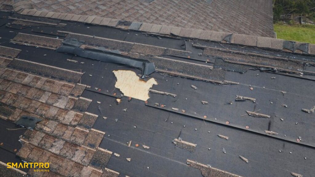 An image of a roof showing a hole