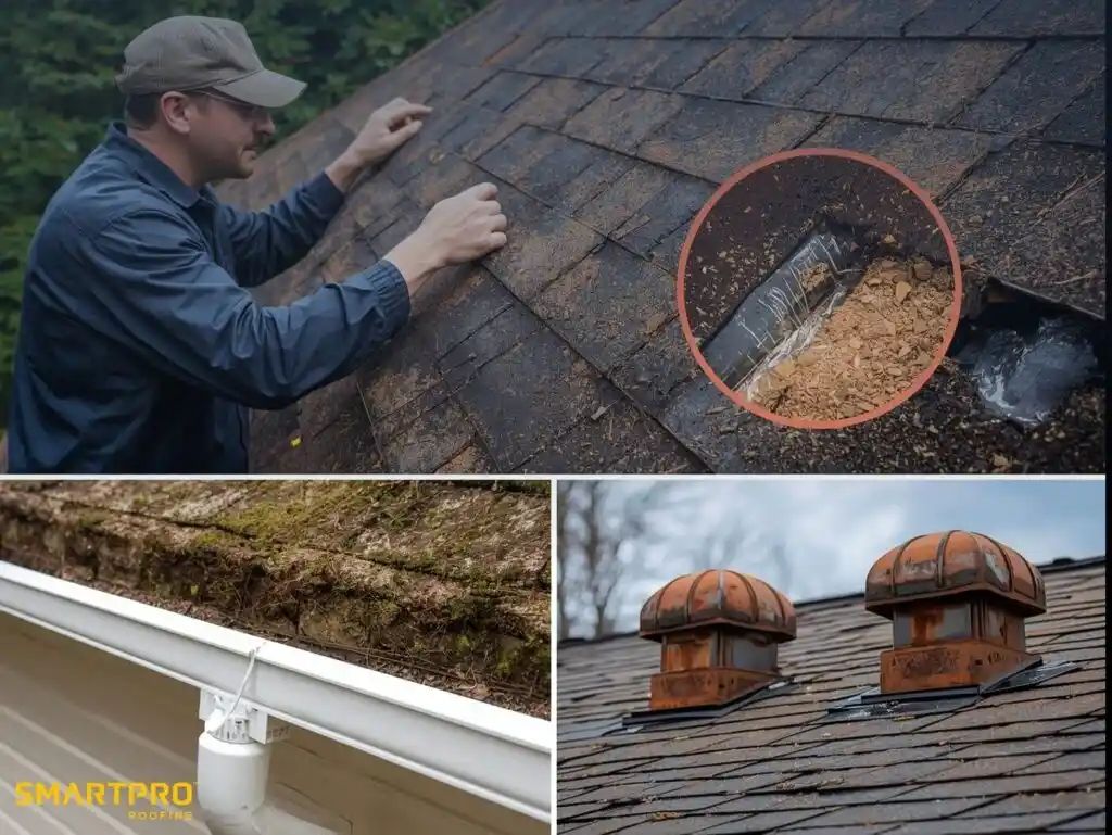 A man uses a ladder to reach the roof for cleaning