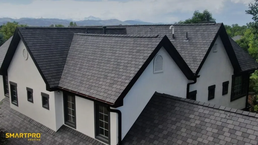 Synthetic Shingles Affordable Durability for Coastal Florida Homes 12 A roof featuring black shingles complemented by white trim