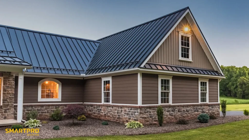 Metal Roof ROI: Why More Florida Homeowners Are Choosing Long-Term Value 11 A house featuring a metal roof and stone siding